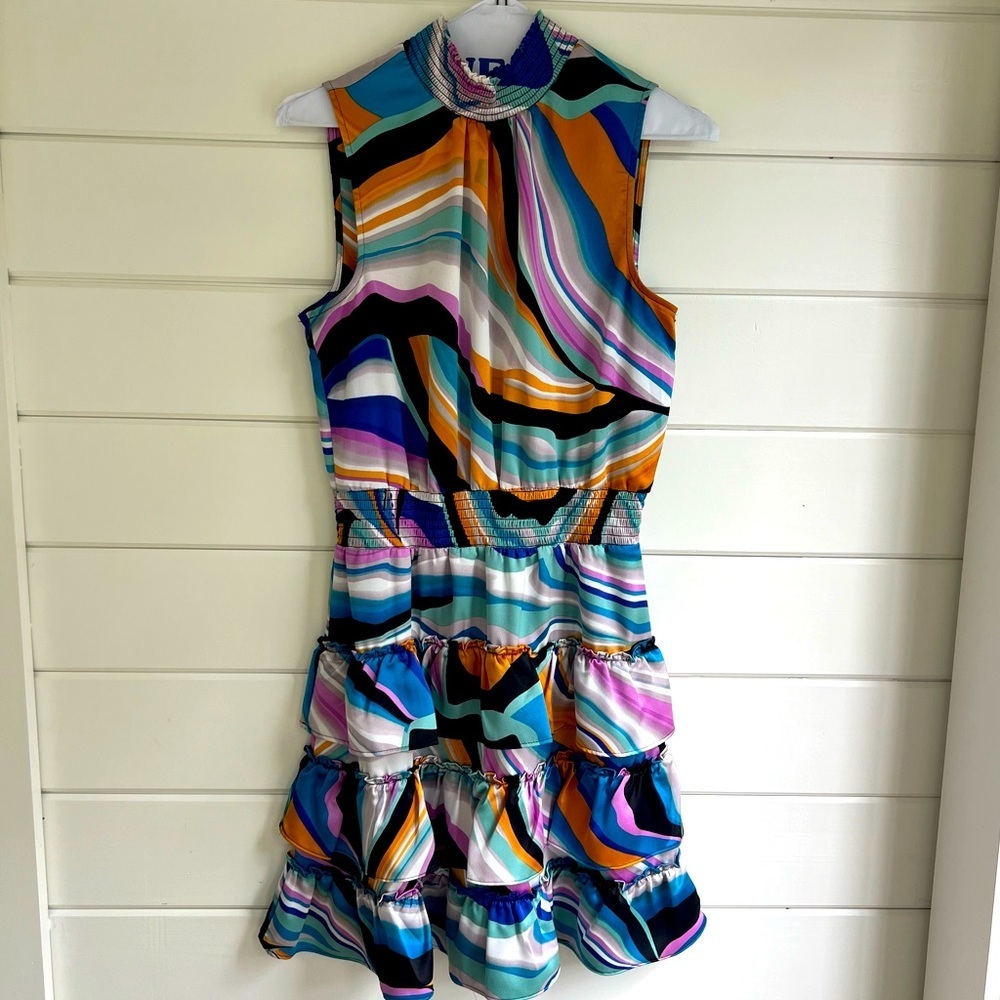 1. State smocked neck sleeveless fit and flare dress